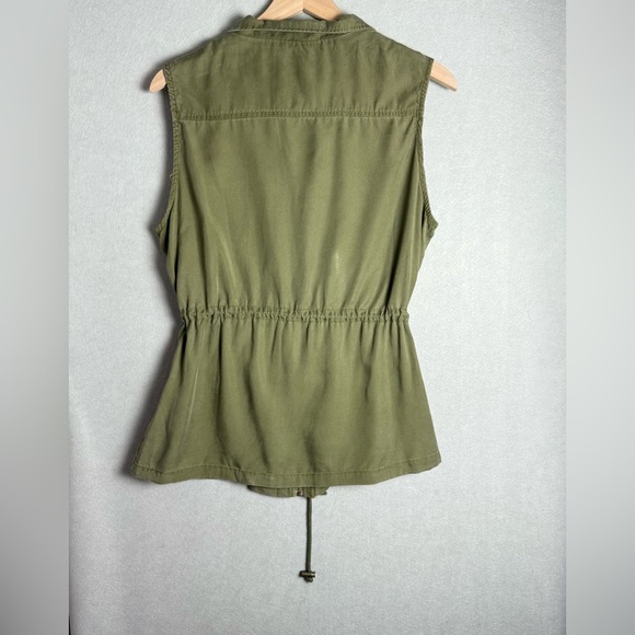 C’est Toi Women’s Olive Green Utility Vest Anorak Relaxed Fit Waist Tie Soft L - Picture 6 of 11